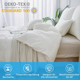 1 x RAW Customer Returns ATsense Double Muslin Bed Linen 135x200 Cotton 4-Piece, Flat Linen-like Look Bedding Sets with 2 Pillowcases 80x80cm, OEKO-TEX Duvet Cover White with Zipper - RRP €84.59