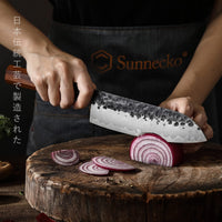 1 x RAW Customer Returns Sunnecko 7 inch chef s knife Santoku knife kitchen knife - professional knife Japanese meat knife professional knife all-purpose knife, 3 layers of steel chef s knife with gift box - RRP €42.99