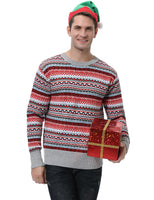 1 x RAW Customer Returns Gyabnw Family Christmas Sweater Men s Christmas Sweater for Couple, Long Sleeve, Round Neck, Nordic Style, Warm and Elastic Winter Sweater for Men, Gray, XL - RRP €36.99