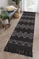 1 x RAW Customer Returns LINROMIA Carpet Runner Hallway 60x180 cm, Boho Black White Long Kitchen Runner Washable Cotton Carpet with Handwoven Tassels for Entrance Area Kitchen Living Room Bedroom Bathroom - RRP €33.14