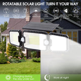 6 x Brand New FASHION LTG 2PC Solar Lights Outdoor with Motion Sensor, 3 Heads, 305 LED Solar Lights, 360 Outdoor Lighting, IP65 Waterproof, 3 Modes, Suitable for Garden, Garage - RRP €206.94