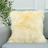 1 x Brand New LIGICKY Faux Fur Cushion Cover Solid Color Plush Soft Artificial Fur Throw Pillow Case Decorative Square Cushion Cover for Sofa Bedroom Car, 45 x 45 cm Beige - RRP €16.13