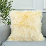 1 x Brand New LIGICKY Faux Fur Cushion Cover Solid Color Plush Soft Artificial Fur Throw Pillow Case Decorative Square Cushion Cover for Sofa Bedroom Car, 45 x 45 cm Beige - RRP €16.13