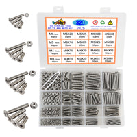 1 x RAW Customer Returns huruirui Nuts and Bolts Set M3 M4 M5 M6 304 Stainless Steel Flat Head Cross Screws Nuts Kit Hexagon Machine Screw with Storage Box 320PCS - RRP €19.2