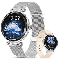 1 x RAW Customer Returns niolina Smartwatch Women with Telephone Function, 1.19 AMOLED Always-on Display Fitness Watch, IP68 Waterproof Wristwatch with Heart Rate Monitor Pedometer Menstrual Cycle for iOS Android, Silver - RRP €59.99