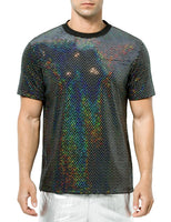 1 x RAW Customer Returns Casey Kevin Men Sequin T-Shirt, Glitter T-Shirt, Men s Party Short Sleeve Disco T-Shirt - RRP €23.99