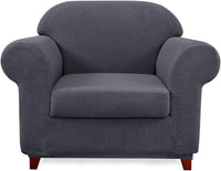 1 x Brand New subrtex 2 Pieces Armchair Cover with Armrests Stretch Sofa Cover Elastic Sofa Cover 1 Seater, Grey  - RRP €46.99