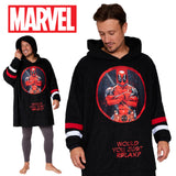 1 x RAW Customer Returns Marvel Fleece Hoodie Blanket Men Teenager, Deadpool Groot Oversized Hoodie Men, Blanket to Wear Merch Gifts Black Deadpool  - RRP €38.3