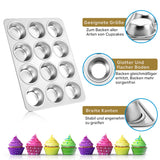 1 x RAW Customer Returns Joyfair muffin tin set of 2, stainless steel muffin tray for 12 muffins, muffin baking tins 35 x 27cm, muffin baking tin for cupcakes, brownies, pudding, cakes, non-toxic and healthy, oven and dishwasher safe - RRP €30.24