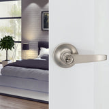 1 x RAW Customer Returns HAIFUAN door lever lock, for use in entry, passage and bathroom 802-K with key  - RRP €22.0