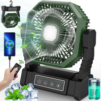 1 x RAW Customer Returns Camping Fan with LED Light, Rechargeable Camping Fan with Hook Remote Control, 4 Speeds, Power Bank, Timer, USB Table Fan for Outdoor Power Outage Hurricane Fishing - RRP €29.5