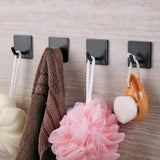 1 x Brand New JS Black Self Adhesive Towel Hooks No Drilling Kitchen Bathroom Hooks 6 Pack - RRP €14.24