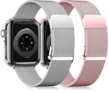 1 x RAW Customer Returns UpNeioco 2 Pack Metal Bracelet Compatible with Apple Watch Bracelet 44mm 45mm 42mm 49mm Men, Magnetic Stainless Steel Metal Bracelet for iWatch Ultra Series 9 8 SE 7 6 5 4 3 2 1, Silver Rose Pink - RRP €22.18