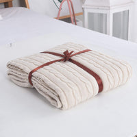 1 x RAW Customer Returns SHADDOCK Cotton Knitted Blanket 4 Seasons Bed Blanket - 130x180cm Ultra Soft Throw Blanket Living Room Blanket for Baby Couch Bed Sofa Chair Car Office Twisting Pattern, Beige  - RRP €37.3