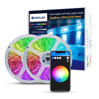 1 x RAW Customer Returns ZigBee20m Smart LED Strip Lights Kit RGB Dimmable Works with Hub Bridge,SmartThings,Lightify Hub for APP Control Strip Light,Works Directly with Echo Plus for Alexa Voice Control - RRP €59.99