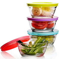 1 x RAW Customer Returns CRYSTALIA Glass Bowls with Plastic Lid, Glass Salad Bowl Set of 4 250ml LEAD-FREE Glass Dessert Bowl Glass Kitchen Bowl, Bowl With Lid Glass Food Containers - RRP €18.14