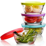 1 x RAW Customer Returns CRYSTALIA glass food storage containers set of 4, 250ml 100 LEAD BPA FREE microwave safe, glass dessert bowls with lids, round glass bowls, storage containers with lids, glass dip bowl, stackable dessert glasses - RRP €18.96