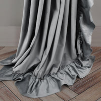 1 x RAW Customer Returns FLYINGCURTAINS - Opaque curtains for living room, bedroom, decorative curtains with ruffle tape, curtain panels with ruffles, velvet curtain, 160 x 250 cm light grey  - RRP €40.24