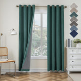 1 x RAW Customer Returns CUCRAF 100 Blackout Curtain with Eyelet, Thermal Insulated Curtains in Linen Look, Soundproof Curtains for Living Room Children s Room, H137 x W117 cm, Forest Green, Set of 2 - RRP €36.29