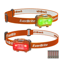 1 x RAW Customer Returns EverBrite LED headlamp, pack of 2, orange with red light and green light, children s head lamp with 5 light modes, party bag for children for camping, outdoors, Christmas with 6 AAA batteries  - RRP €13.99