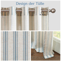 1 x RAW Customer Returns TOPICK Linen Striped Curtains Blue Stripe Curtains with Eyelets Ticking Stripes Pattern Linen Look Curtains Light Filtering for Living Room Pinstripe Curtain Opaque Pack of 2 130 x 145 cm - RRP €44.36