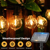 1 x RAW Customer Returns Woolmug Solar Fairy Lights Outdoor, 36.5M Outdoor Fairy Lights with 50 3 G40 LED Bulbs, 5 Modes USB Solar Fairy Lights Outdoor Weatherproof for Balcony, Patio, Garden, Wedding, House, Christmas Decoration - RRP €59.99