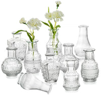 1 x RAW Customer Returns Hewory small vases for table decoration, 10 glass vases mini vases set vase glass flower vase vintage decoration, vases small table decoration for living room decoration modern wedding decoration - RRP €47.98