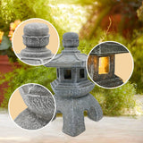 1 x RAW Customer Returns Yeomoo Solar Pagoda Garden Decoration for Outdoors Pagoda Solar Lantern Garden Figures Zen Garden Japanese Decoration for Living Room Balcony Terrace Gifts for Women Mom Waterproof Solar Lamp Garden Gray - RRP €54.99