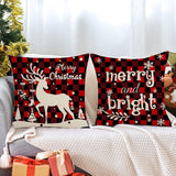 1 x Brand New Christmas pillowcase, Christmas decorative pillowcase set of 4, Christmas decoration deer, decorated pillowcase in the living room, 45 x 45 cm winter decorative pillowcase couch living room decoration red and white  - RRP €20.4