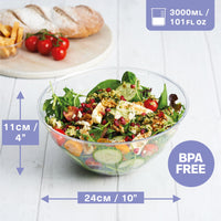 1 x RAW Customer Returns Matana 5 Large Transparent Rigid Plastic Bowls, Salad Bowls, 3000ml - Resistant and Reusable - Salads, Finger Food, Snacks and Chips - Parties, Picnics, Birthdays, Barbecues - RRP €19.99