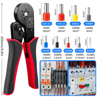 1 x RAW Customer Returns Ferrule Crimping Tool Kit, Self-Adjusting Hex Wire Crimping Pliers for 0.08-16mm with 1200pcs Wire Terminals, Wire Ferrules 16-6 Crimper Kit  - RRP €41.24