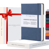 1 x RAW Customer Returns Beechmore Books Notebook lined - A5, Blue I Premium hardcover journal book made of vegan leather, 120gsm cream paper, including gift box, for writers, journalists, meetings students - RRP €18.9