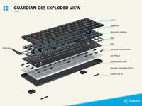 1 x RAW Customer Returns Ranked G65 Guardian 65 Low Profile Aluminum Frame Hot Swaps 68 RGB Keys USB Cable For Mac, Windows PC QWERTY ANSI US Black, Gateron Low Profile Red  - RRP €69.99