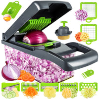 1 x RAW Customer Returns iPalamila vegetable cutter - dicer - vegetable chopper dicer - vegetable slicer - suitable for dices, slices, 14 in 1 multifunctional cutter onion chopper salad cutter mandoline, ABS - RRP €21.8