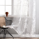 1 x RAW Customer Returns Delien voile burnout curtain with leaf pattern transparent curtain with loops living room curtains W x H 140 x 145 cm white 1 piece - RRP €21.99