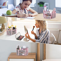 1 x RAW Customer Returns POPRUN Kids Desk Organizer Girls Pen Holder Table Pen Organizer with Drawer Made of Metal Mesh for Office and School Pink  - RRP €18.24