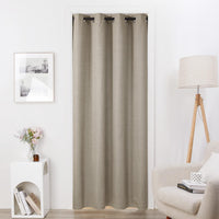 1 x RAW Customer Returns Deconovo Anti-Fire Curtains Completely Opaque Thermal Insulating Cold and Heat for Living Room Bedroom with Motifs 1 Piece 140x240 cm Linen - RRP €41.05