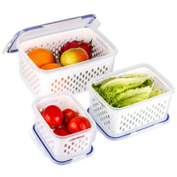 1 x RAW Customer Returns BELLE VOUS Pack of 3 food storage containers for storing fruit in the refrigerator - vegetable box set - vegetable storage box - storage for vegetables and fruit in the refrigerator - RRP €21.67