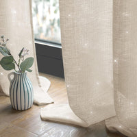 1 x RAW Customer Returns MIULEE Set of 2 Voile Curtains Sheer Linen Curtain with Eyelets Transparent Irregular Texture Curtain Eyelet Curtain Window Curtain Translucent for Bedroom 245 x 140cm H x W Golden Beige - RRP €37.8