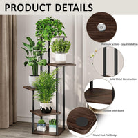 1 x RAW Customer Returns VASZOLA 5-Tier Wooden Flower Rack Plant Rack, Multi-Tier Flower Stand Plant Stand Flower Bench Flower Stairs Plant Stairs Standing Shelf for Indoor Garden Balcony Decoration Black Oak  - RRP €49.79