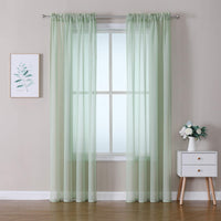 1 x RAW Customer Returns MIULEE Set of 2 Sheer Voile Curtains Rod Pocket Transparent Curtain Made of Polyester Window Curtain Transparent Living Room Airy Decorative Curtain for Bedroom 140 X 260 cm W x H , Rod Pocket Green - RRP €27.72