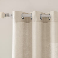 1 x RAW Customer Returns MIULEE Set of 2 Voile Curtains Sheer Linen Curtain with Eyelets Transparent Irregular Texture Curtain Eyelet Curtain Window Curtain Translucent for Bedroom 260 x 140cm H x W Golden Beige - RRP €38.59