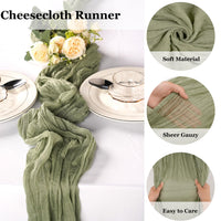 26 x Brand New OSVINO 2 pieces cheesecloth table runner Boho Green 90x30CM long rustic gauze table runner table decoration baptism decoration for wedding birthdays baby shower Christmas table decoration - RRP €445.64