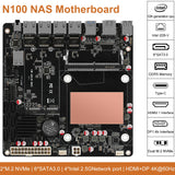 1 x RAW Customer Returns N100 NAS Motherboard, NAS Mainboard, Mini ITX Mainboard with Inter N00, 4 i226 2.5G LAN 6 SATA3.0 1 DDR5 2 M.2 NVMe 3.0x1, Mini ITX Board with Cooler - RRP €200.68