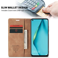 2 x Brand New JMstore case compatible with Huawei P30 Lite Nova 4E, leather flip protective case wallet cell phone case with credit card stand function brown  - RRP €43.2