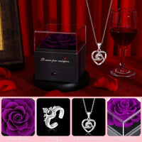 6 x Brand New Veroola I Love You Forever, Real Eternal Rose with Heart I Love You Necklace and Ring in Gift Box, Romantic Gifts for Her on Valentine s Day Mother s Day Birthday Gifts for Women Purple - RRP €194.7