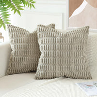 1 x RAW Customer Returns JOTOM Set of 2 Corduroy Soft Cushion Covers Modern Pillow Cases Decorative Sofa Cushions Throw Pillows Decorative Pillowcase for Living Room Sofa Bedroom Khaki 60 x 60 cm - RRP €27.66