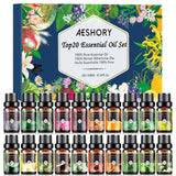 1 x RAW Customer Returns Aeshory Essential Oils for Diffusers 20 x 10 ml, 100 Pure Natural Aromatherapy Fragrance Oils Set Aroma Oil Gift Set for Soaps, Candles, Humidifiers, SPA, Massage - Frankincense, Cinnamon, Sandalwood, Geranium - RRP €25.2