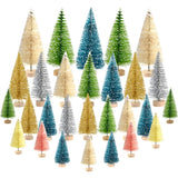 1 x RAW Customer Returns KUUQA 36Pcs Mini Sisal Trees Multicolor Bottle Brush Trees Mini Pine Trees with Wooden Base Frosted Snow Trees Winter Snow Ornaments Table Trees for Decorations - RRP €12.88