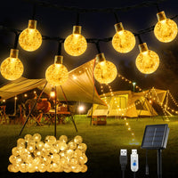 1 x RAW Customer Returns OxyLED Solar Fairy Lights Outdoor, 18M 100LED USB Fairy Lights Solar Outdoor Weatherproof Waterproof IP65 8 Modes Crystal Balls for Garden, Patio, Balcony, Parties, Warm White - RRP €22.61